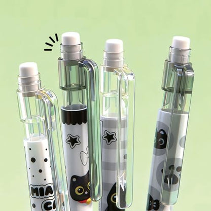 MOZXIRZ 4 Pcs Cute Mechanical Pencils with Eraser 0.5mm Cartoon Cat Mechanical Pencil School Pencil for Women (6pcs Cat) - color: 6pcs Cat