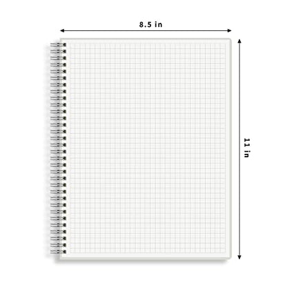 Large Graph Ruled Wirebound Spiral Notebook, 8.5 x 11 Inches, 1/4 Inch Grid (4 sq/in) Paper Pad, Premium 100gsm Ivory White Acid-Free Paper, 128 Squared/Grid Pages per Notebook (Pack of 2)