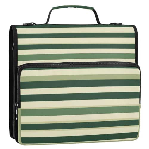 Stripe Zipper 3 Ring Binder Bag with Shoulder Strap for School | 2 Inch 3 Ring, Secure Zippered Closure, Organizer Pockets for Classification, Heavy Duty File Organizer - color: Orange Brown Blue