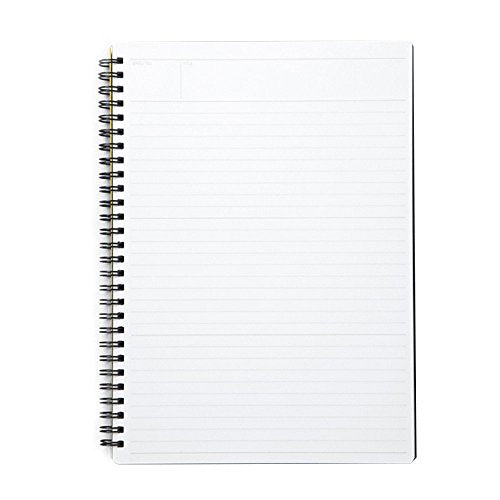 Maruman Mnemosyne Lined Notebook- A5, 8.27" x 6.34", 80 Sheets / 160 Pages, 7mm College Ruled Journal, Perforated Pages & Wire-Bound to Lay Flat, Black, Made in Japan - size: A5 (5.83" x 8.27")