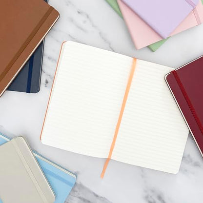 PAPERAGE Lined Journal Notebook, (Red), 160 Pages, Medium 5.6 in x 8 in - 100 GSM Thick Paper – Hardcover Journaling Notebook for Work, School & Note Taking - color: Red, style: A. Lined