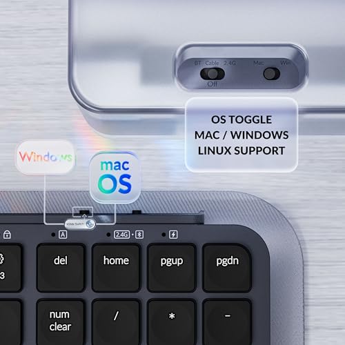 Keychron Ultra-Slim B2 Pro Bluetooth Keyboard 2.4 GHz Wireless Lightweight 96% Launcher Support with Numeric Keypad Compatible for Mac Windows Linux - Space Gray - color: Space Gray