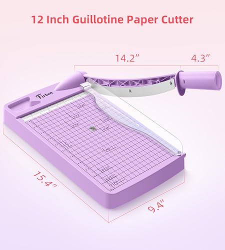 Firbon 12" Guillotine Paper Cutter, Heavy Duty 12-Sheet Capacity Trimmer for Cardstock, Photos, Scrapbooking, Office, Classroom, Studio (Purple) - color: Purple
