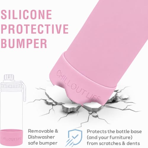 CHILLOUT LIFE 12oz Kids Insulated Stainless Steel Water Bottle with Leak Proof Spout Lid & 144 Stickers - color: Blush Pink, style: 12 oz