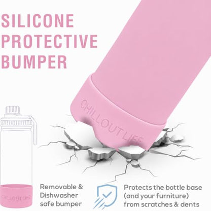 CHILLOUT LIFE 12oz Kids Insulated Stainless Steel Water Bottle with Leak Proof Spout Lid & 144 Stickers - color: Blush Pink, style: 12 oz