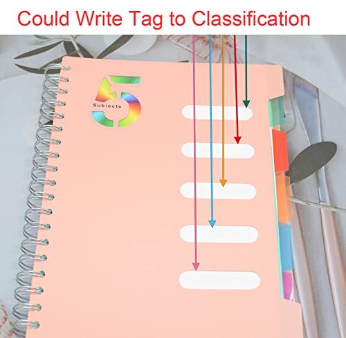 5 Subject Notebook, 1 Pcs Dark Blue 10 Inch x 7 Inch B5 Spiral Notebook With Waterproof Plastic Softcover, 300 Pages 80 Gsm College Ruled Papers With 5 Sheets Colorful Movable Dividers (Dark Blue) - color: Dark Blue
