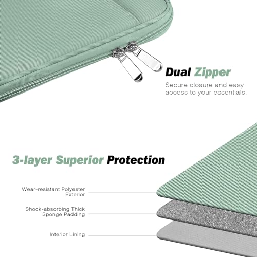 MoKo 9-11 Inch Tablet Sleeve Bag Carrying Case with Accessory Pocket | Fits iPad Air 11-inch M4, iPad Pro 11-inch M5, iPad A16 11-inch, iPad 10/9/8/7th and Tab S9/S8 11-inch, Cyan - color: Dark Green, size: 9-11 Inch