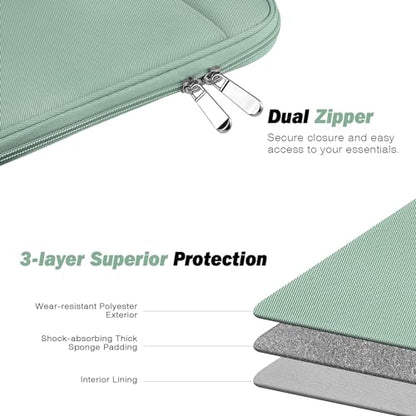 MoKo 9-11 Inch Tablet Sleeve Bag Carrying Case with Accessory Pocket | Fits iPad Air 11-inch M4, iPad Pro 11-inch M5, iPad A16 11-inch, iPad 10/9/8/7th and Tab S9/S8 11-inch, Cyan - color: Dark Green, size: 9-11 Inch