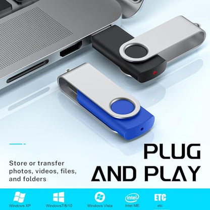 FEBNISCTE Memory Stick 1GB USB Flash Drive Bulk 10 Pack - Bulk 1 GB USB 2.0 | Stick Pendrive Multi-Coloured Thumb Drive - Swivel USB-Key Value Data Storage Jump Drive with 10pcs Ropes - size: 1GB