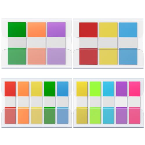 KICNIC Sticky Tabs 400 Pcs, 2 Sizes (1.77×0.79 in & 1.77×0.39 in) Fluorescent Pop Up Book Tabs, Adhesive Index Page Markers, Reusable School Office Supplies, 4 On-The-Go Dispensers (10 Colors) - color: 2size, size: 400pcs