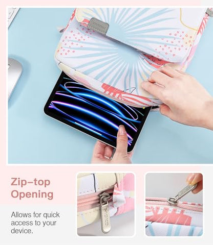 MoKo 13 Inch Tablet Sleeve Bag Carrying Case with Shoulder Strap Handle | Fits iPad Pro 13-inch M5, iPad Air 13-inch M4/M3, iPad Pro 12.9 M2/M1 and Galaxy Tab S8+/S9+ 12.4, Tropical Leaf - color: Tropical Leaf, size: 12.9 inch