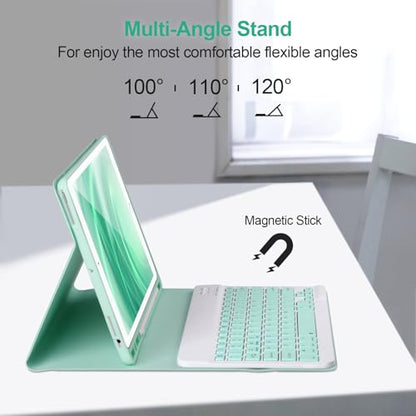Keyboard Case for iPad 9/8/7th Gen 10.2’’,Case with Keyboard ipad 10.2‘’,Keyboard for iPad 9th Gen,Detachable Bluetooth Keyboard for iPad 10.2 ,iPad keyboard Case 9th Gen with Pencil Holder (Green) - color: Green