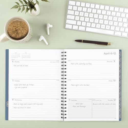 Mead Planner 2026-2027 Weekly & Monthly Academic 15-Month April-June, 8.5" x 11", Composure Blue (CAW62020) (Pack of 12) - color: Composure Blue, size: 8.5"W x 11"H (Pack of 12), style: 2026-2027