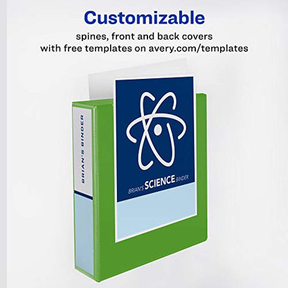 Avery Durable View 3 Ring Binder, 1" Slant Rings, 250-Sheet Capacity, 1.4 Inch Wide Spine, Great for Home, School Supplies, Office, or Organization Needs, 1 Green Binder (17832) - size: 1"