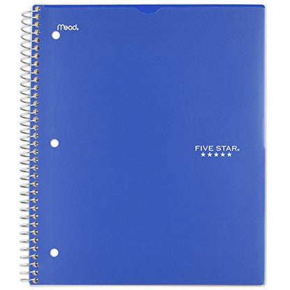 Five Star Spiral Notebook, 1 Subject, College Ruled Paper, 100 Sheets, 11" x 8-1/2" Sheet Size, Customizable Cover, Blue (73816) - color: 01 Blue