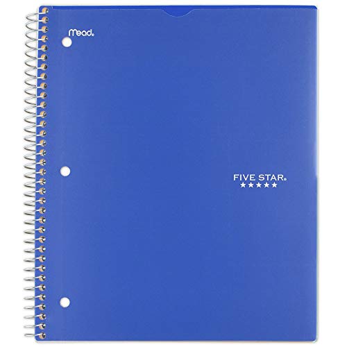 Five Star Spiral Notebook, 1 Subject, College Ruled Paper, 100 Sheets, 11" x 8-1/2" Sheet Size, Customizable Cover, Blue (73816) - color: 01 Blue