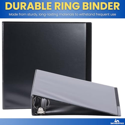 1InTheOffice 2 Inch 3 Ring Binder, D Ring Binder, View Binder with Label Holder, 8.5" x 11", 2" Capacity, Black, 2 Pack