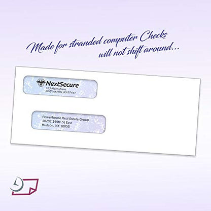 NextDayLabels #8 Double Window Check Envelopes - 500 Pack Ready-Seal Business Envelopes with Security Tint - Self-Sealing Envelopes with Window for Laser Printed Checks - Made in USA - size: #8 Envelope-500 Pack