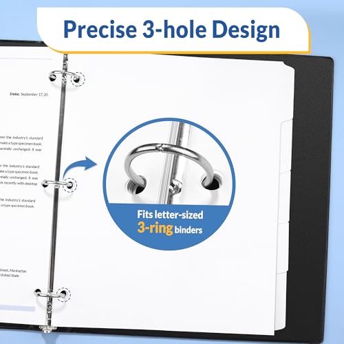 SUNEE Binder Dividers with Tabs for 3 Ring Binder, 8.5 x 11 Paper White Binder Dividers Blank with 5 Tabs, 20 Sets Page Dividers for School, Office and Home, 100 Dividers