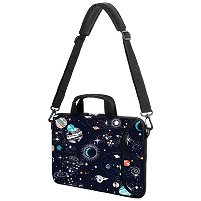AMARY 13" 13.3" laptop sleeve chromebook case adjustable shoulder strap with handle accessory pocket (Galaxy-1) - color: Galaxy-1