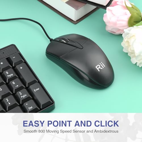 (2PACK) Wired Keyboard and Mouse,Rii RK203 Ultra Full Size Slim USB Basic Wired Keyboard Mouse Combo Set with Number Pad for Computer,Laptop,PC,Notebook,Windows - size: 2 pack
