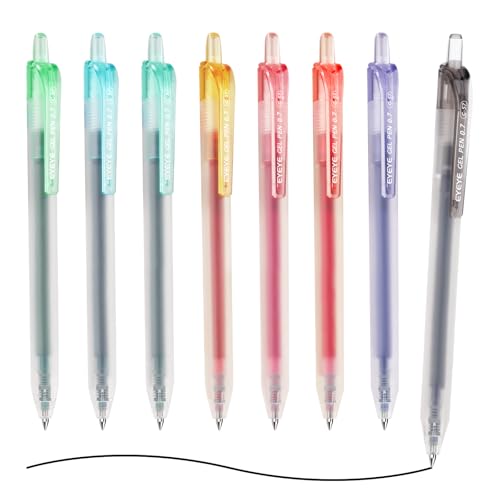 EYEYE 0.7mm Gel Pens Assorted Colors, 8 Pack Retractable Medium Point Gel Pen Quick Drying, Fine Point Smooth Writing Pen for Journaling, Note Taking, Office School Supplies - size: 0.7mm