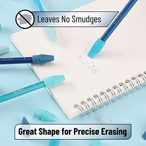 Mr. Pen- Pencil Top Erasers, 120 Pack, Blue Shades, Latex-Free | No-Smudge Cap Pencil Erasers for Precise Erasing, Kids, Teachers, Studying Supplies - color: Blue Shades, size: 120 Pack
