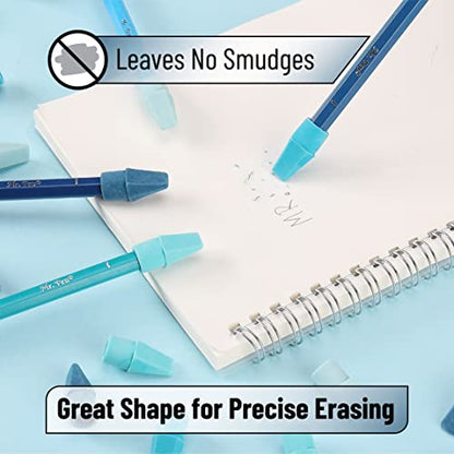 Mr. Pen- Pencil Top Erasers, 120 Pack, Blue Shades, Latex-Free | No-Smudge Cap Pencil Erasers for Precise Erasing, Kids, Teachers, Studying Supplies - color: Blue Shades, size: 120 Pack
