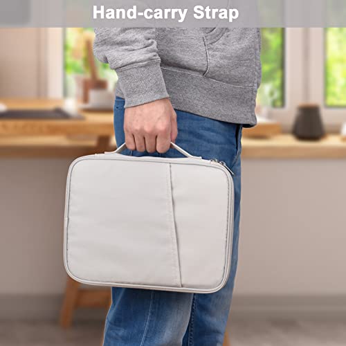Tablet Sleeve 9-11", Fits iPad Pro 11" M5/M4, Slim Case Friendly | Water-repellent nylon, padded; fits Samsung Galaxy Tab S9/S8; pockets for charger & earbuds — 7 oz, commute & travel ready. - color: White Gray, size: 9-11