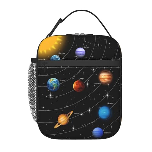 Miaoquhe Planet Star Insulated Lunch Box for Girls Boys Kids Galaxy Solar System Lunch Bag for Women Men Adult Reusable Cooler Tote Bag for School Work Office Picnic Travel Hiking - color: Planet Solar System, size: 10x4x8 Inch