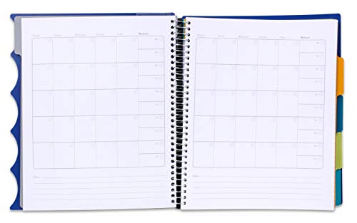 Mintra Office Durable PREMIUM Spiral Notebook, ((Blue, 5 Subject, 8.5in x 11in)), Fabric Covered Coils, No Snags, Removable Adjustable Pocket Dividers, Ruler, Organization, Customizable - color: Blue, size: 5 Subject (8.5in x 11in)