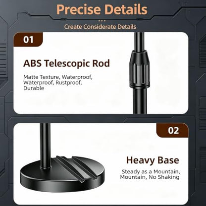 Adjustable Height Phone and Tablet Stand, Dual Device Holder with 360° Rotation, Sturdy Non-Sturdy Non-Slip Base with Card Slot for Livestream, Watching Videos, Work, Gaming