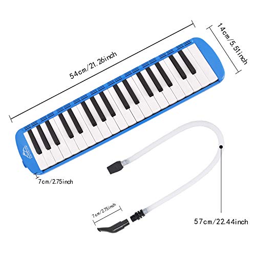 EastRock 37 Key Melodica Instrument Keyboard Soprano Piano Style with Mouthpiece Tube Sets and Carrying Bag for Beginners Adults Gift Blue - color: Blue, size: 37key