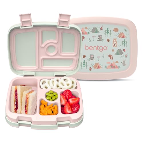 Bentgo Kids Prints Leak-Proof 5-Compartment Bento-Style Kids Lunch Box | Ideal Portion Sizes for Ages 3-7, Durable, Drop-Proof, Dishwasher Safe, PFAS & BPA-Free Materials (Nature Adventure) - color: Nature Adventure