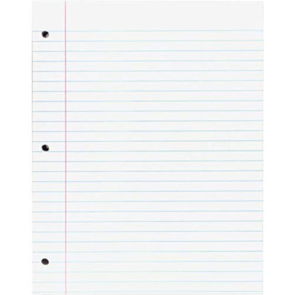 Pacon Composition Paper, 8.5" x 11", White, 3-Hole Punched, Red Margin, 3/8" Wide Ruled, 500 Sheets/Pack, 1 Pack - size: 8.5 x 11 Inch
