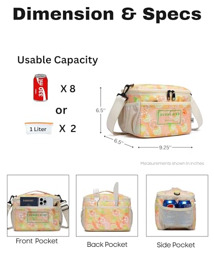 SUNNY BIRD Foldable Insulated Lunch Bag Leakproof Thermal Lunch Box for Women Men Teen with Shoulder Strap (Grapefruit Pink) - color: Grapefruit Pink