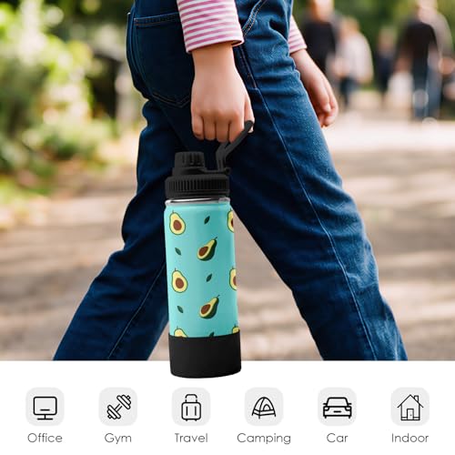 Green Avocado Water Bottle 18oz Stainless Steel Insulated Tumbler Coffee Travel Mug Cup Keeps Drinks Cold & Hot, Cute Avocado Gifts for Women Birthday - color: Avocado