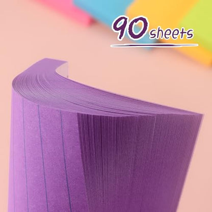 Lined Sticky Notes 3x3 in, Self-Adhesive, 4 Pads, 90 Sheets Each(Purple) | Strong Self-Adhesive Backing, Sticks Firmly and Removes Cleanly - color: Purple