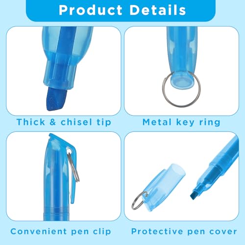 120 Pcs Mini Highlighters with Key Ring, 5 Vibrant Colors (Blue, Green, Yellow, Orange, Pink) – Compact, Quick-Dry & Portable Highlighter Pens for Learning, Office & Home