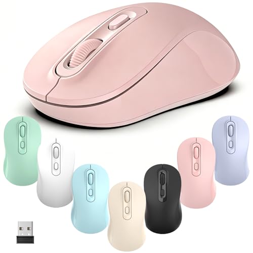 Wireless Mouse, 2026 New Model, Silent Click Ergonomic Design, Portable, 4 Buttons, Adjustable DPI (800/1200/1600), for Laptop/PC/Office (Pink) - color: pink