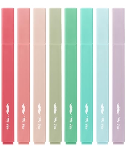 Mr. Pen- Aesthetic Highlighters No Bleed, 8 Pack, Assorted Colors | Chisel Tip, Cute Highlighters Assorted Colors for Journaling, Highlighting, Underlining, Fast Dry, Back to School Supplies - color: New Vintage, size: 8 Pack