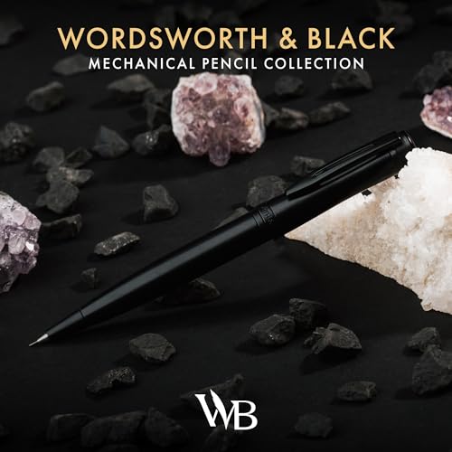 Wordsworth and Black Mechanical Pencil Graphite Lead- Stunning Luxury Metal Pencil, All Black Lacquer Finish, 0.7mm Led, Best Gift Set for Men & Women, Professional Executive Office Pencils - color: All Black