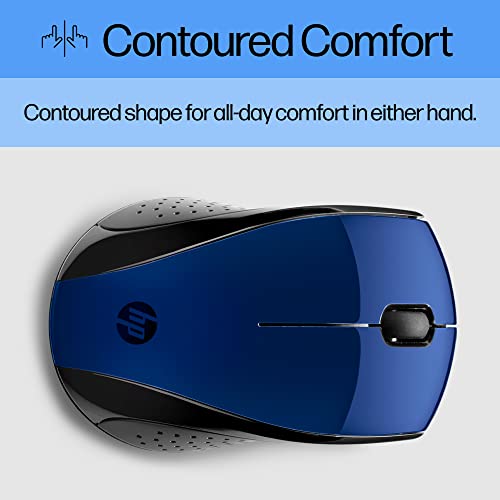 HP X3000 G3 Wireless Mouse - Blue, 15-Month Battery, Side Grips for Control, Travel-Friendly, Blue LED, Powerful 1600 DPI Optical Sensor, Compatible with Wins PC/Laptop, Mac, Chromebook (683N8AA#ABL) - color: Blue