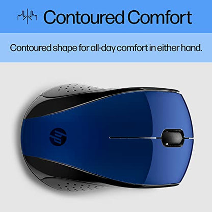 HP X3000 G3 Wireless Mouse - Blue, 15-Month Battery, Side Grips for Control, Travel-Friendly, Blue LED, Powerful 1600 DPI Optical Sensor, Compatible with Wins PC/Laptop, Mac, Chromebook (683N8AA#ABL) - color: Blue