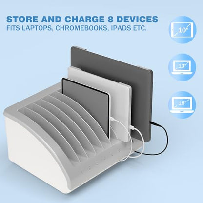 6-Pack, 8-Device Universal AC Laptop Charging Station with Power Strip | Charging Dock for Multiple Tablets, Chromebooks & iPads, Laptop Organizer with Cable Management for Classroom, Office, Lab - size: 6 PACK - 8 Tablet/Chromebook
