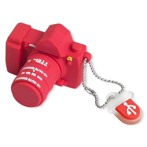 BorlterClamp 32GB USB Flash Drive Novelty Camera Shaped Memory Stick Cute Thumb Drives, Rose Red - color: rose red, size: 32GB