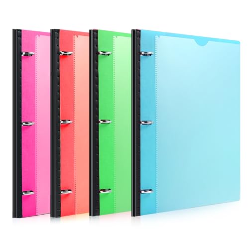 1 Inch Telescoping 3 Ring Binder-4PCS, Flexible Binder with Customized Front Cover, Holds 8.5x11 Paper, School Office Supplies, 4 Colors - color: Blue,green,pink,red, size: 1 Inch, style: with Customized Cover - 4PCS