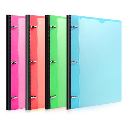 1 Inch Telescoping 3 Ring Binder-4PCS, Flexible Binder with Customized Front Cover, Holds 8.5x11 Paper, School Office Supplies, 4 Colors - color: Blue,green,pink,red, size: 1 Inch, style: with Customized Cover - 4PCS