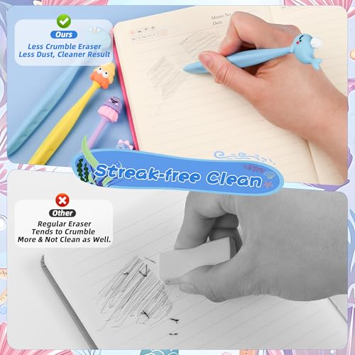 48 Pcs Cute Under the Sea Bobblehead Eraser for Pencils Kawaii Erasers Cute Supplies Fun Dolphins, Sea Lions, Whales, Seals Erasers Supplies Birthday Classroom Gifts - style: Ocean