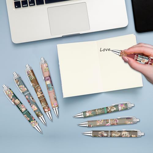 Idealmuzik Book Lover Pens Set – Cute Reading-Themed Gel Pens for Women, Teens, and Kids – Cozy Library Aesthetic Stationery for Journalers, Students, and Writers, 8 Pack - style: Book Lover